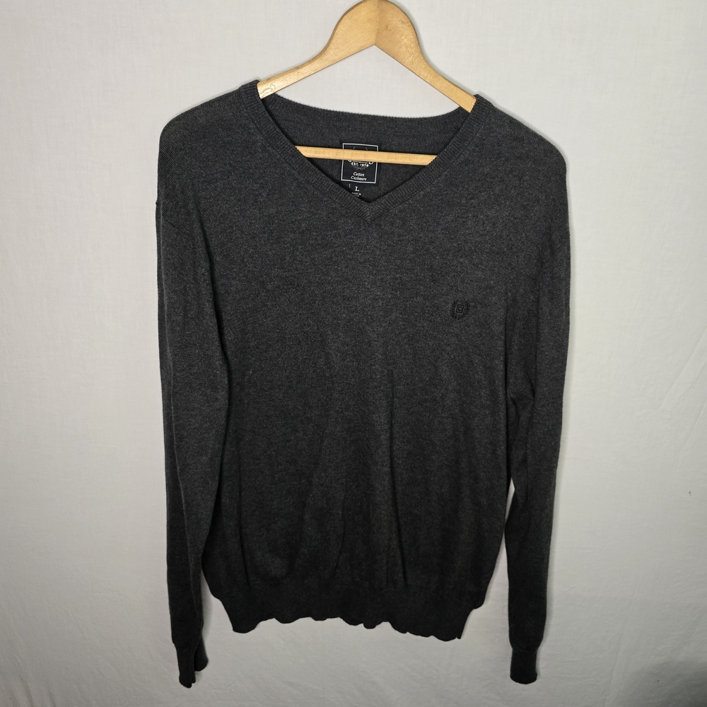 Chaps Men’s Size Large Grey Pullover Cashmere Cotton Sweater